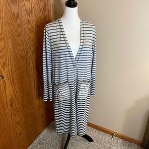 Zenergy by Chico's long cardigan - size 3 (16/18) Gray with blue stripes